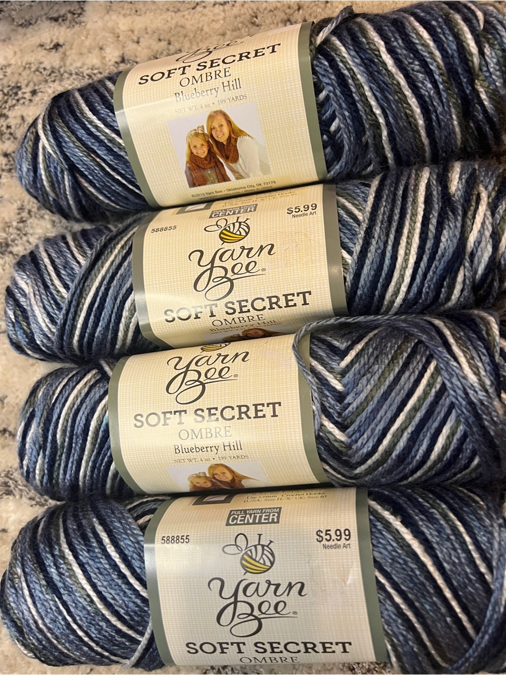 Yarn Bee Soft Secret Ombre Yarn - Blueberry Hill